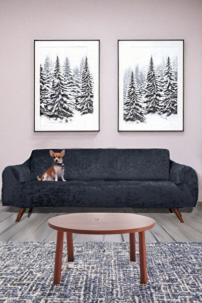 HANSARAYHOME HANSARAY Kadife 3 Lu/3 Kişilik Koltuk Örtüsü Streç Lastikli Esne...