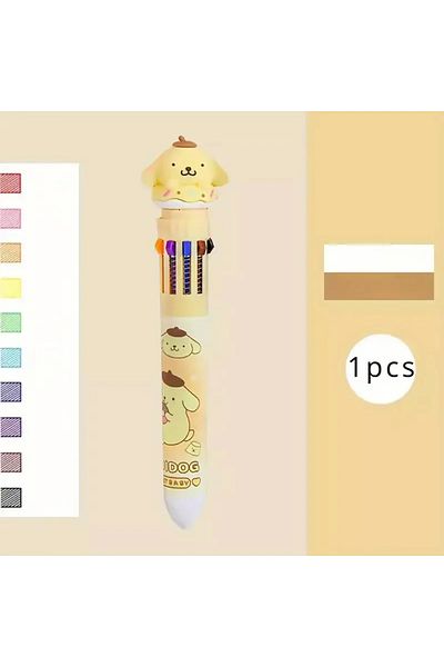 Choice 1PC Pom Pom Purin Sanrio Cartoon Ballpoint Pen 1/6pcs Kuromi Hello Kitty Cinnamoroll 10 Color 0.7 Sc