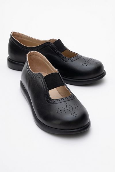 LuviShoes Chelle Black Skin Elastic Genuine Leather Women's Casual Shoes