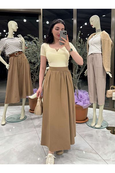 missswans Rona Midi Μήκος Φούστα Camel