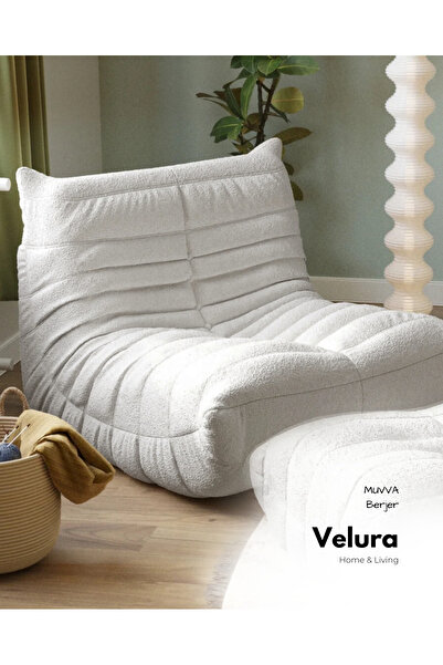 Velura Home & Living Muvva Berjer & Pofuduk Relax Koltuk & Armut Tekli Koltuk - Beyaz