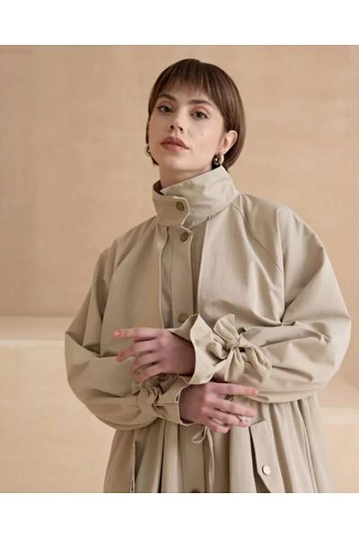 OlaLady Women's Ankle-Tied Jacket Cover Cotton Canvas Trenckot