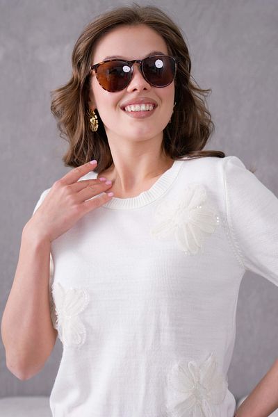 Park Karon Appliqued Short Sleeve Knitwear Sweater