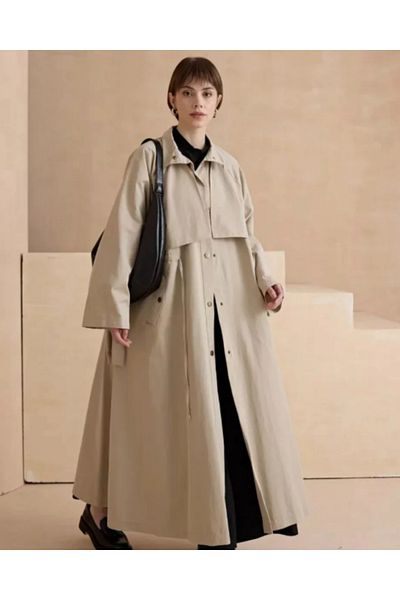OlaLady Women's Ankle-Tied Jacket Cover Cotton Canvas Trenckot