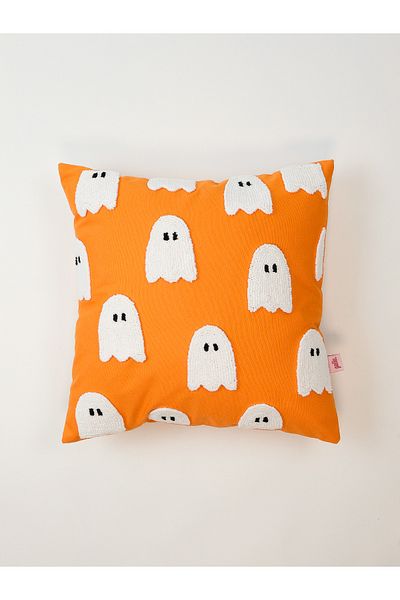 Galia Tasarım Pacman Ghost Punch Throw Pillow Cover - Orange