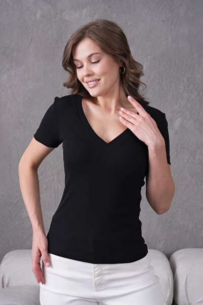 Park Karon V-Neck Lycra Slim Fit Basic T-Shirt