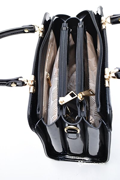 Jasmin Black Crocodile Women's Handbag with Three-Eye Shoulder Strap