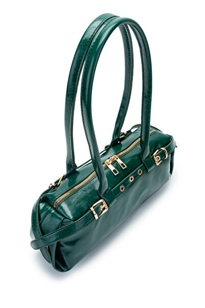 minebag Belt Detailed Patent Leather Faux Leather Shoulder Bag Anfora Green