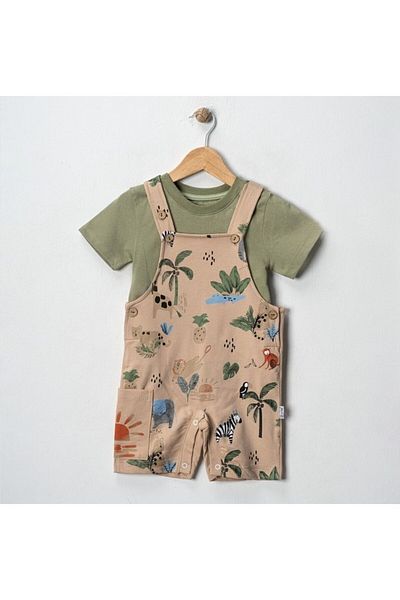 Çıtırkids Citir 246-05-25 Men's Salopet Natural Animal Printed 6/24 Months