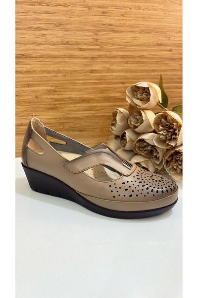 Scavia Keen Women's Summer Genuine Leather Orthopedic Wedge Heel Perforated Shoes