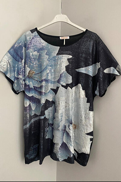 AYASOFYA OTANTIK Жіноча італійська чорна різнокольорова блуза з блискучими де...