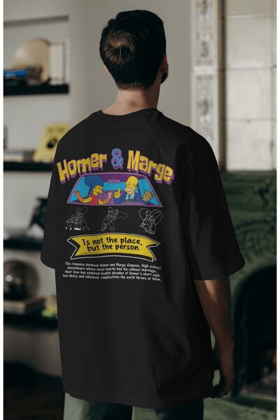 CNGZSHOP تي شيرت هومر مارج سيمبسون للزوجين مطبوع على الظهر، تي شيرت كبير الحج...
