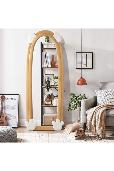 Generic Full Length Mirror Floor Mirror, Wall Mirror Soft Velvet Fabric Frame Brown160x60CM