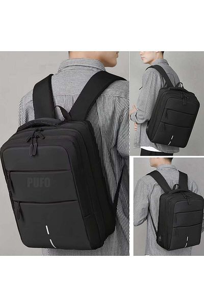 PUFO Rucsac premium pentru laptop cu compartimente, 45 x 32 cm, negru