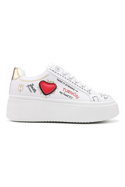 Tmall Pantofi sport pentru femei, cu piele ecologică, D1362, albi