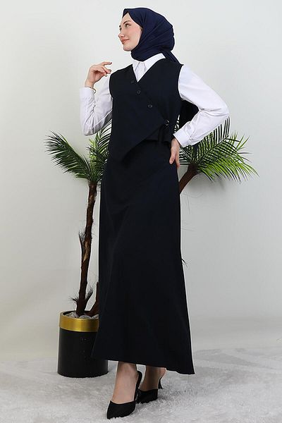 GİYZAMİLA Φούστα Ασύμμετρο Σετ Navy Blue