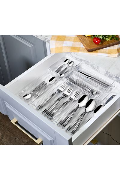Bayev Leo Set of 7 Transparent Dowry Fork Spoon Organizer Can Be Superimposed Drawer Organizer