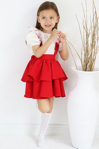 Parla Kids Комплект вечерна рокля с къси ръкави и блуза с къси ръкави в цвят екрю, рокля от 29 октомври за момиче