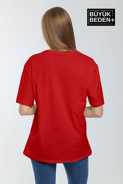 Superlife Superlife Women's Large Size N Printed Crew Neck T-Shirt Spr25Btsk902