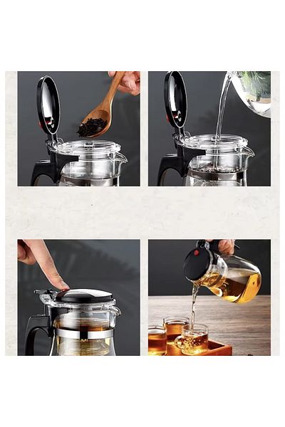 PUFO Infuzor de ceai sau cafea din sticlă, 950 ml, transparent