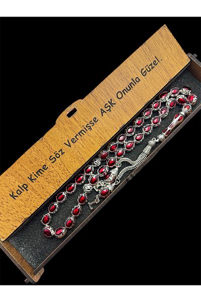 KANUNİ TESBİH Red Enamel Embroidered Letter Metal Rosary, Letter Rosary, Gift Rosary, Men's Rosary