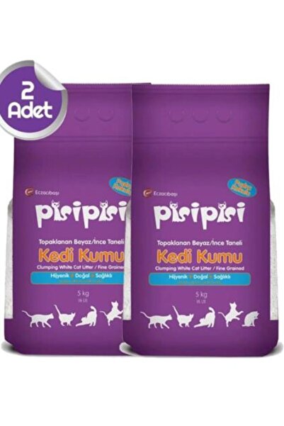 Pisipisi Eczacıbaşı Pudra Kolulu Ince Taneli Kedi Kumu 5 Kg 2 Adet