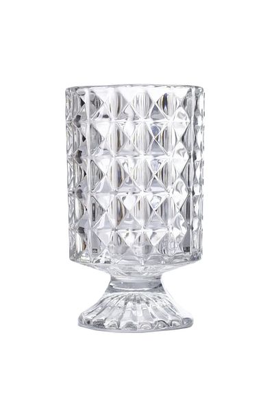 PUFO Vază decorativă elegantă de lux, din sticlă groasă, cu picior pentru flori, 18 cm