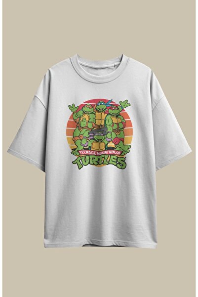 CNGZSHOP تي شيرت مطبوع عليه سلحفاة النينجا للجنسين، تي شيرت كبير الحجم بطابع ...