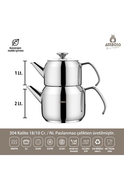Amboss 7 Piece Grand Stainless Steel Cookware and Teapot Set Suitable for All Stoves
