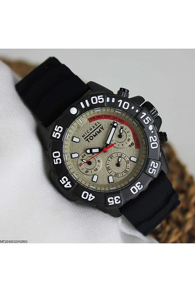 MICHAEL TOMMY Mt20305Gsygr93 Men's Wristwatch with Silicone Cord