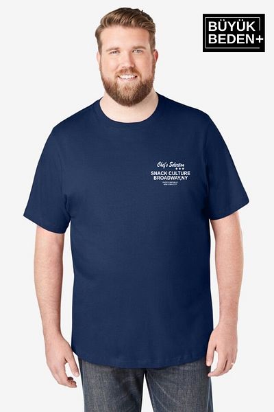 Superlife Superlife Men's Large Size Chef's Selection Printed Crew Neck T-Shirt Spr25Bts908