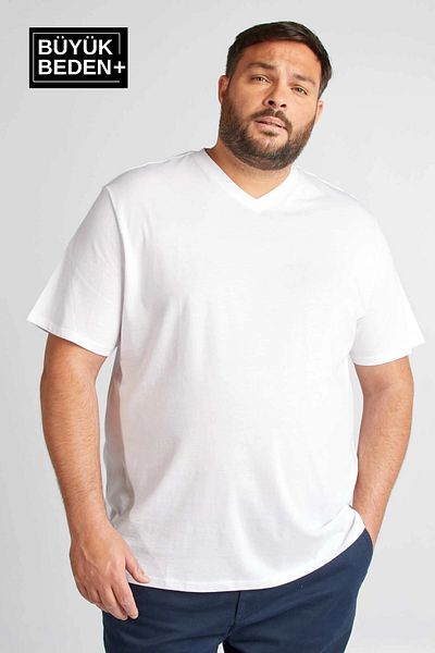 Superlife Superlife Men's Large Size V-Neck T-Shirt Sprbts09