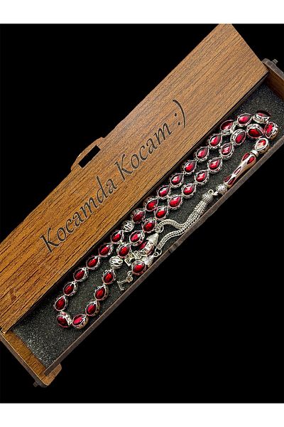 KANUNİ TESBİH Red Enamel Embroidered Letter Metal Rosary with My Husband Written on My Husband, Gift Rosary, Men's Rosary