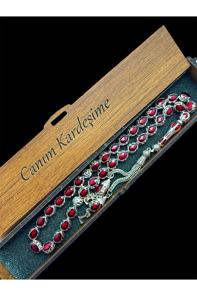 KANUNİ TESBİH Red Enamel Embroidered Letter Metal Rosary, Letter Rosary, Gift Rosary, Men's Rosary