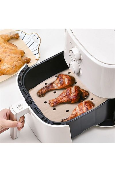 ÇAĞUR Dark 50Pcs Air Fryer Baking Paper Disposable Air Fryer Non-Stick Oil Paper