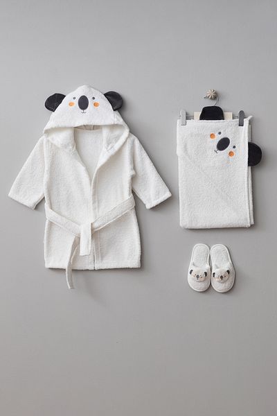 Bebitof Koala Patterned Boxed Baby Bathrobe Set