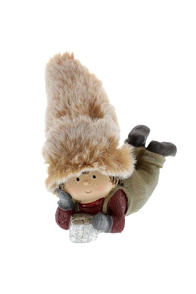 GiftExpress Baby figurine on belly in fur hat - Little boy
