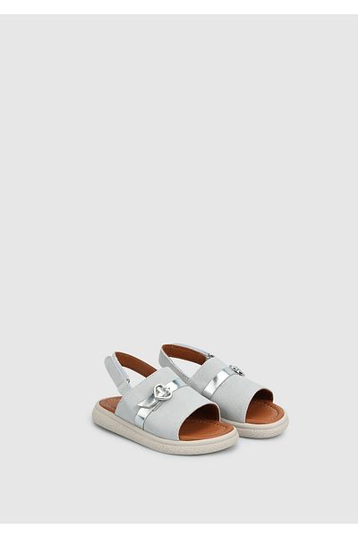 Kiddo Gray Leather Girl's Flat Sandals