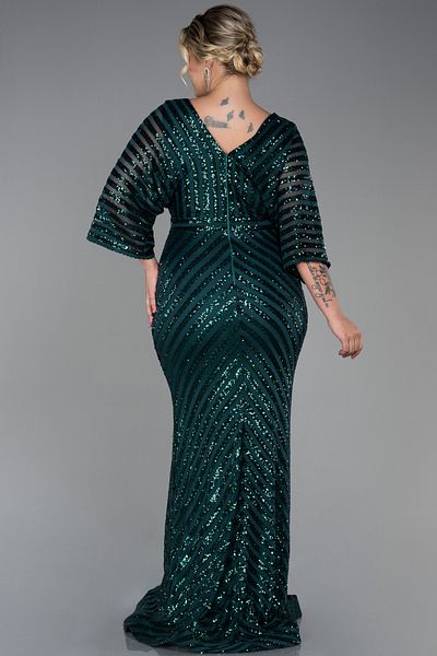 Abiyefon Women's Green Long Sequin Sequin Plus Size Evening Dress Abu900