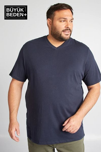 Superlife Superlife Men's Large Size V-Neck T-Shirt Sprbts09