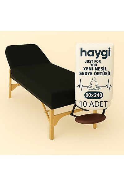 galaksihome Disposable Double Elastic Thick Black Color Stretcher Cover 10 Pieces 80X240 cm