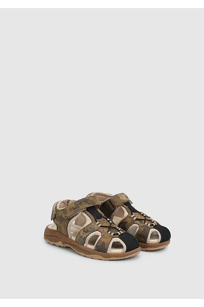 Kiddo Khaki Leather Boy's Flat Sandals