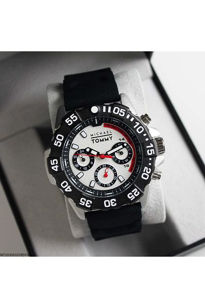 MICHAEL TOMMY Mt20305Gsybsy93 Men's Wristwatch with Silicone Cord