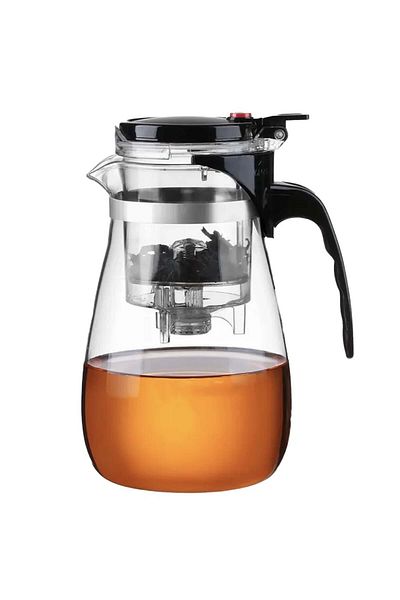 PUFO Infuzor de ceai sau cafea din sticlă, 950 ml, transparent