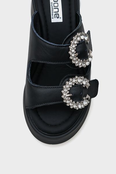 Capone Outfitters Charm-Damenhausschuhe aus echtem Leder mit Keilabsatz und Stein-Doppelband-Komfort