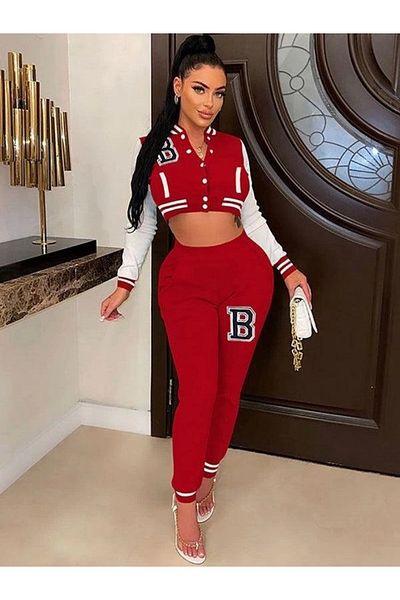 nedo7 Women's Long Sleeve Prevailing Collar Front Button down Jacket Pants Hooded Two Thread Double Suit