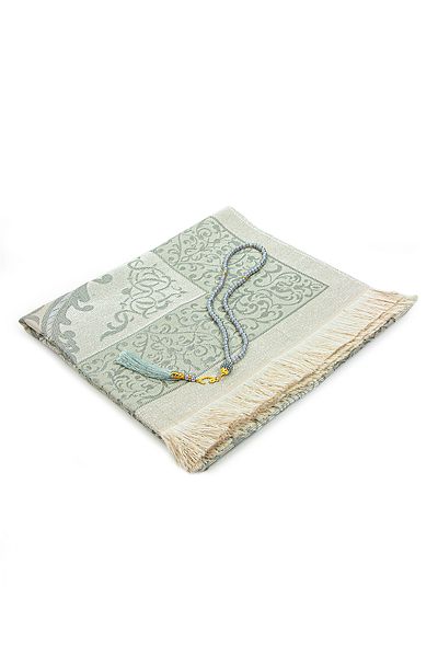 ihvanonline Gift Slub Bag, Prayer Beads, Dowry Prayer Rug Set Gray