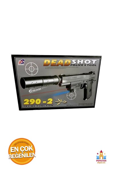 PapatyamPartiEvi Lazerli Boncuklu Oyuncak Tabanca - Kutulu Boncuk Atan Tabanca - Çocuklar için Eğlenceli Oyun Aracı