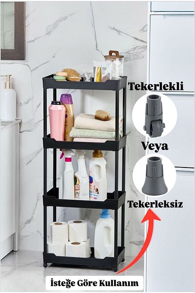 Bayev Clasy Black 4-Tier Under Sink Organizer Μονάδα ραφιών οργάνωσης κουζίνας μπάνιου με ρόδες