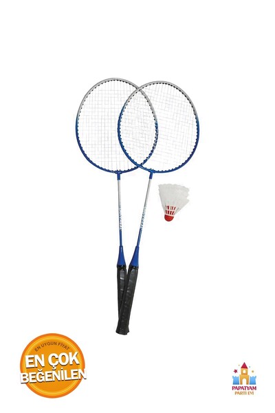 PapatyamPartiEvi Hediyeli Badminton Raketi Seti - Demir Saplı Yumuşak File İle